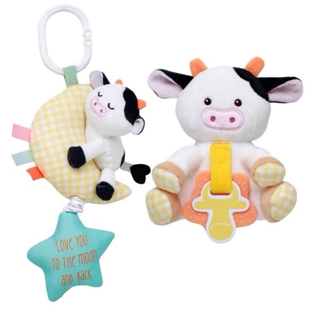 Magic Years nwt Cow Jiggler Rattle & Paci Toy Set - 2pc